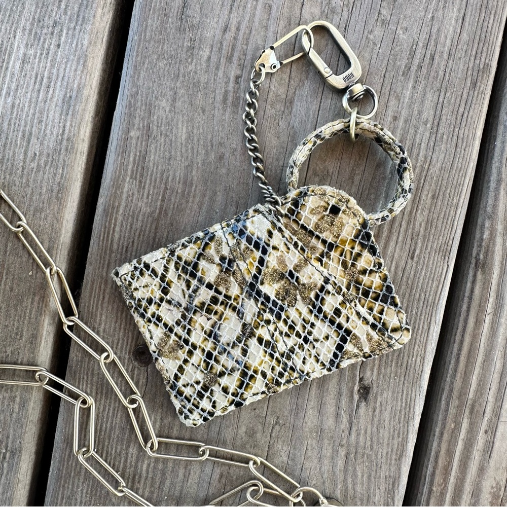 Hobo Sable Bag Charm Twinkle Print Python Glitter Keychain